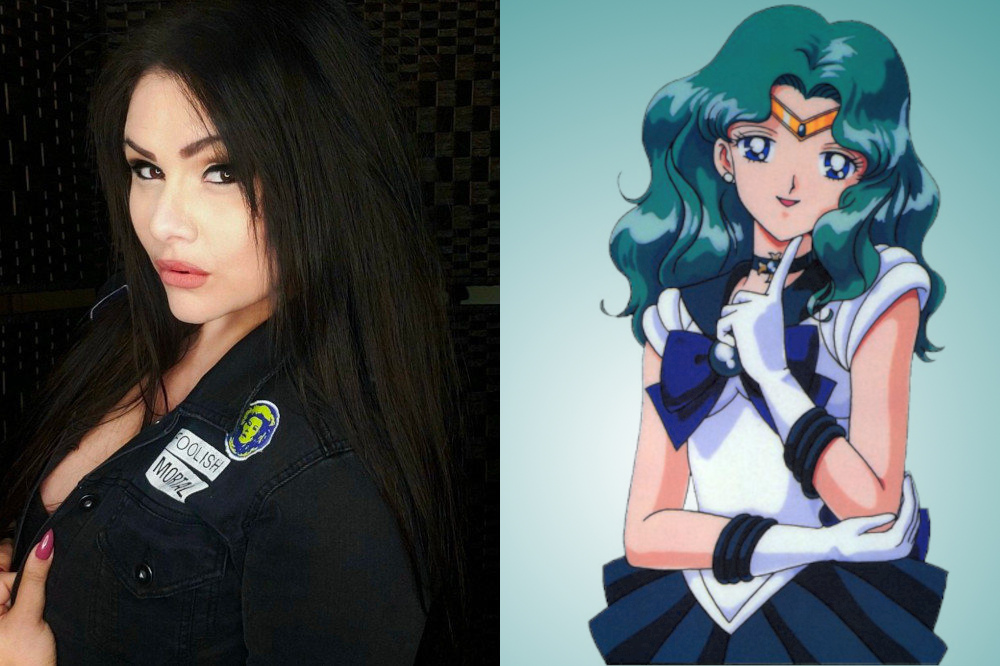On the left is Artist Guest of Honor Mai Van.  On the right is art by Mai Van depicting a Star Wars space scene.